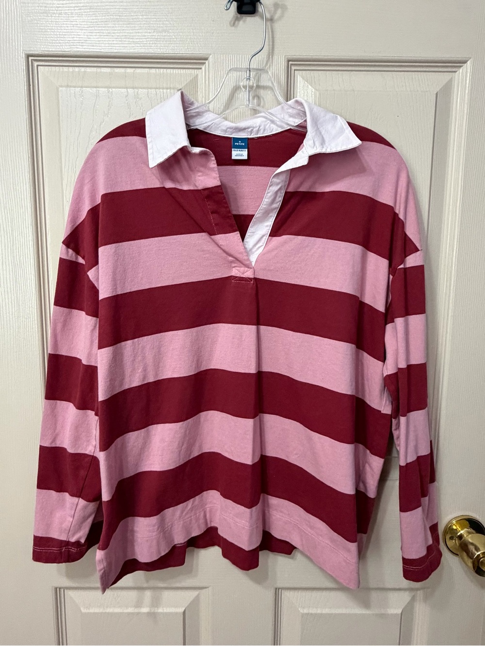 Old Navy Pink & Burgundy Striped Rugby-Style Shirt